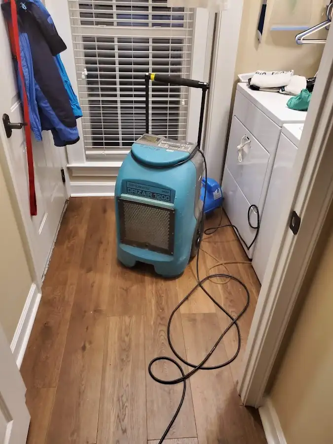 Commercial dehumidifier deployed for Flood Damage Cleanup in Raleigh